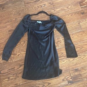 Black satin dress from Princess Polly, long sleeve